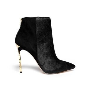Sam Edelman Black Heeled Boots with Gold Accent